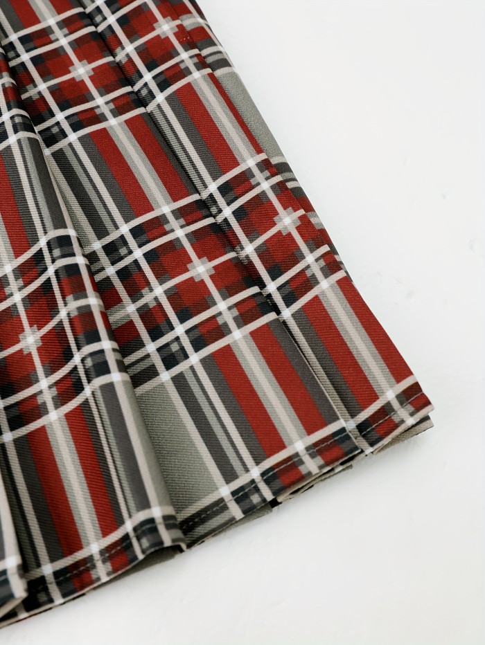 Plaid Pattern High Waist Skirt, Preppy Mini Pleated Skirt For Spring & Summer, Women's Clothing