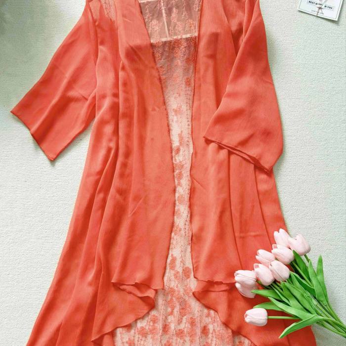 Plus Size Elegant Shawl, Women's Plus Floral Embroidery Short Sleeve Contrast Lace Kimono