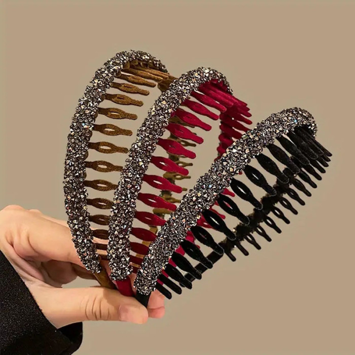 1\u002F2\u002F3 Pcs New Fashion Sparkling Rhinestone Headband, Women Girls Elegant Hair Band Hair Hoop Hair Accessories