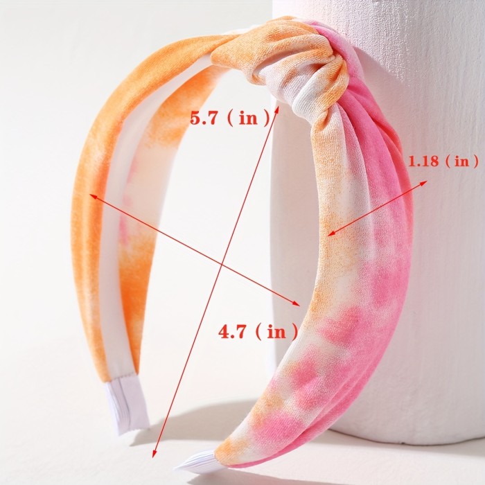 4PCS Tie Dye Knotted Wide Cloth Headband Hair Hoop Accessories Hair Scrunchies Bands