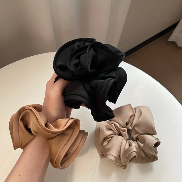 1pc Satin Silky Hair Tie Solid Color Hair Tie Large Scrunchie Ponytail Holder Hair Accessories For Girls Women