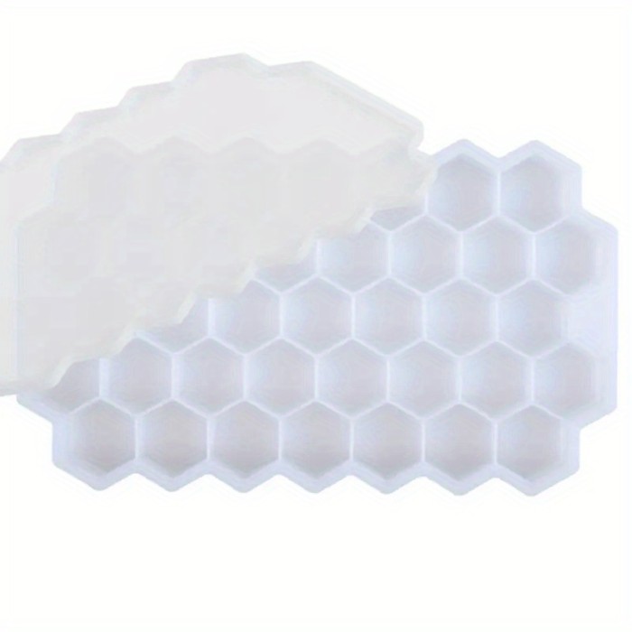 1pc Ice Tray Mold, Honeycomb Ice Tray, Hexagonal Ice Tray, 37 Grids Honeycomb Ice Cube Mols, Ice Cube Mold, Honeycomb Ice Box, Ice Ball Mould, Kitchen Stuff, Summer Supplies