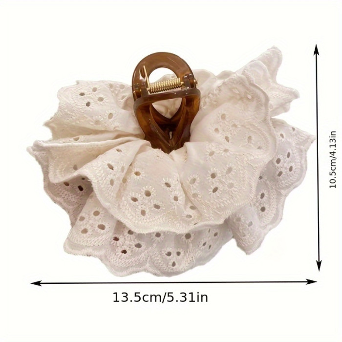 Elegant Vintage Lace Large Shark Clip Ballet Hair Claws, Versatile Hair Accessory For Women, Sweet Style Hair Decoration For Spring\u002FSummer