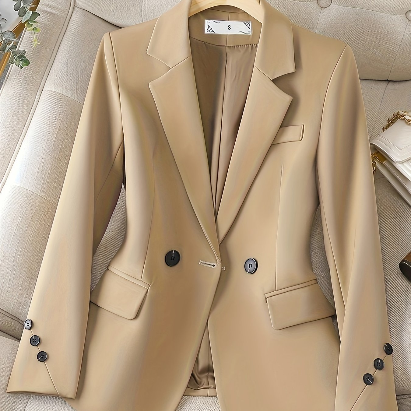 Printed Belted Blazer with Notched Collar