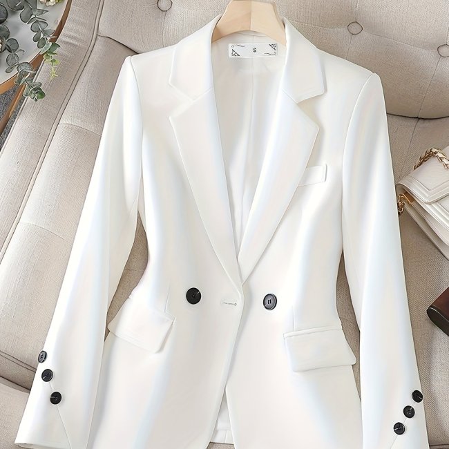 Printed Collared Neck Long Sleeve Blazer