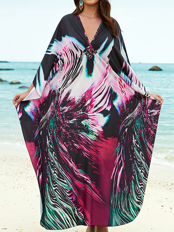 Women's Casual Beach Print Cover Up Shirt