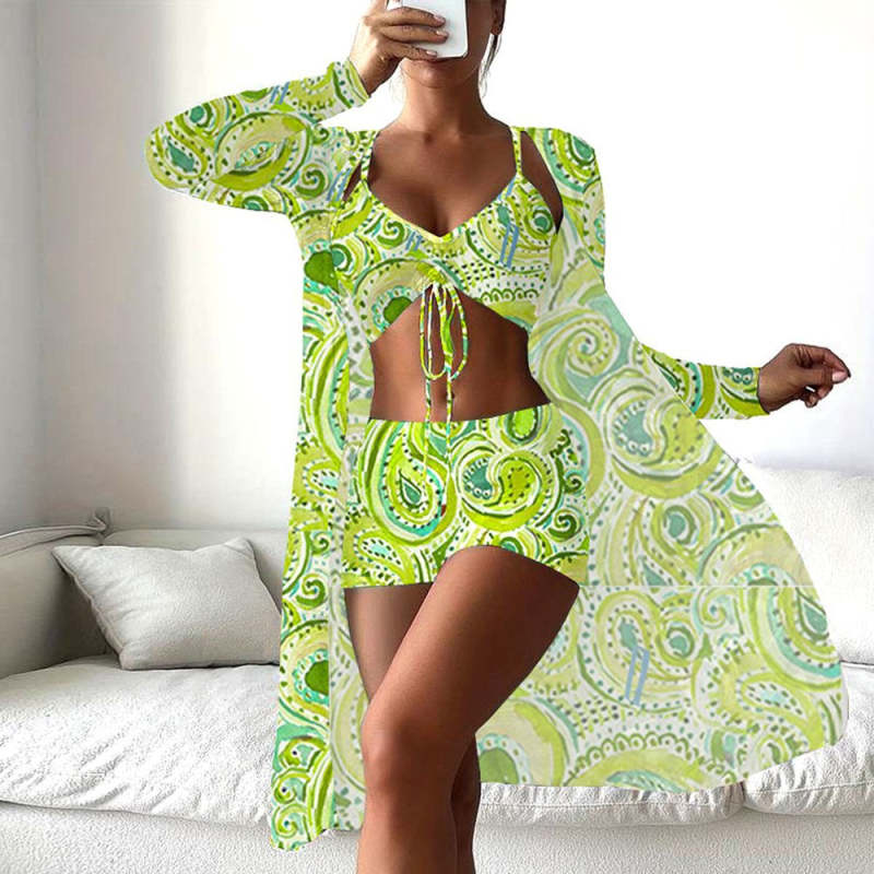 Fresh Green Print Swimwear