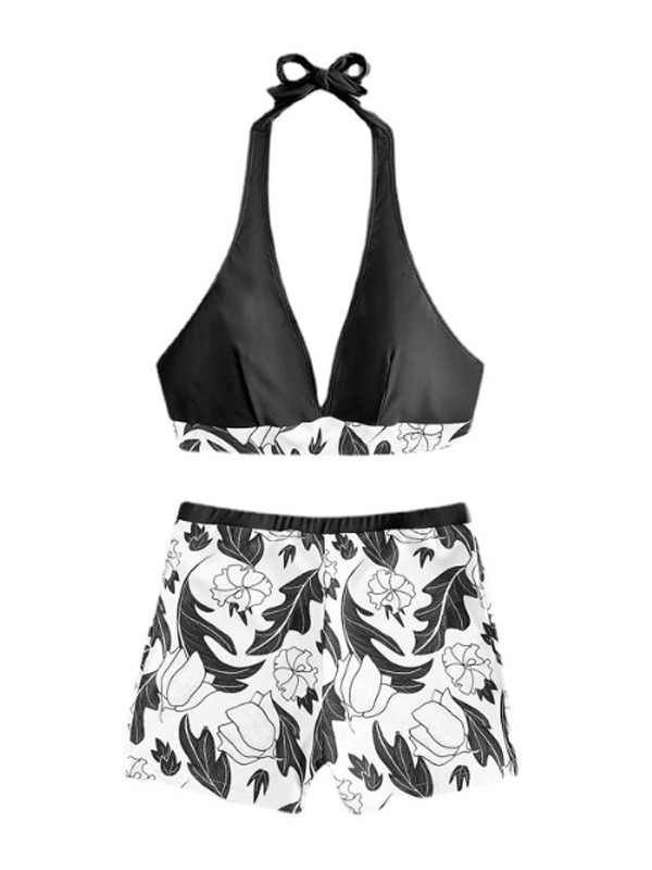 Women's Beach Floral Print Swimsuit Two-piece Set