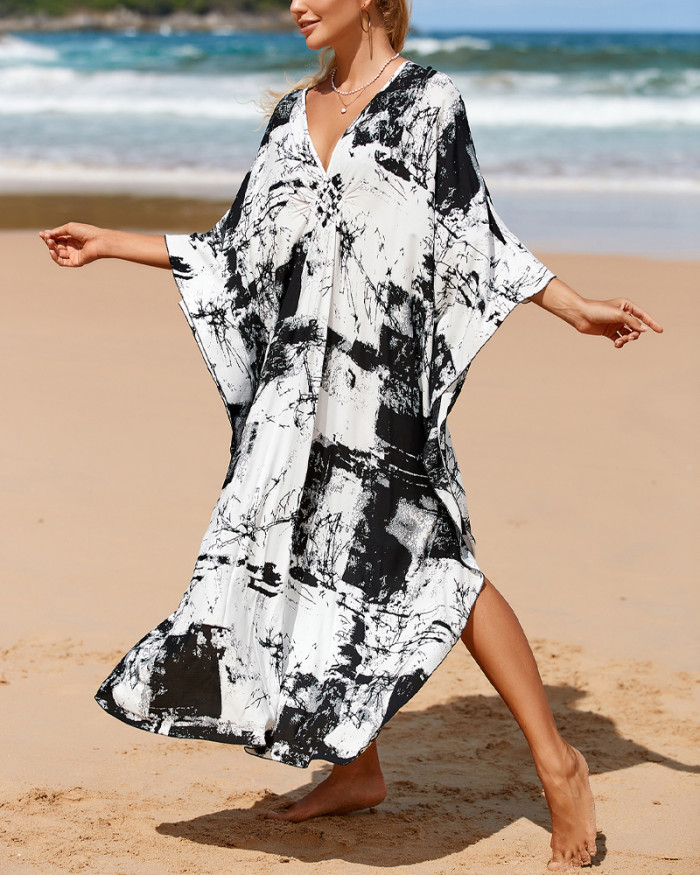 Women's Casual Beach Print Cover Up Shirt