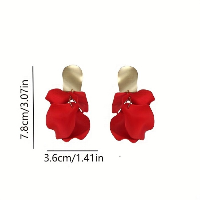 Exquisite Rose Flower Petal Design Dangle Earrings Alloy Jewelry Evening Party Decor Pick A Color U Prefer Dupes Luxury Jewelry