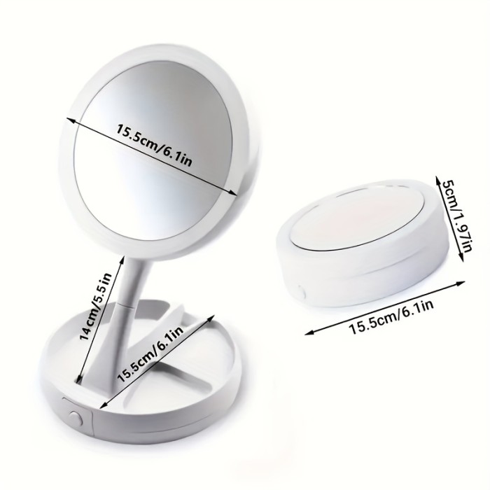 10X Magnifying LED Makeup Mirror With Light, Simple Foldable Stand With Storage Function Lighted Vanity Makeup Double Sided Mirror For Household, Beauty Gift For Women