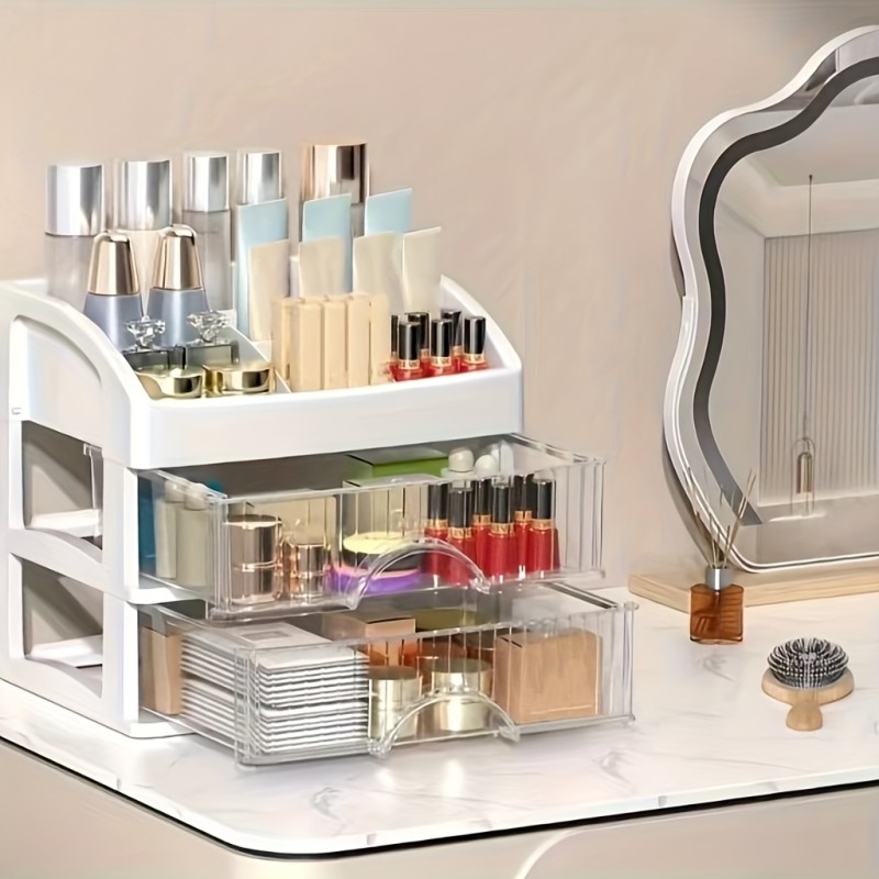 Makeup Organizer For Vanity, Large Countertop Organizer With Drawers, Cosmetics Storage For Skin Care, Brushes, Eyeshadow, Lotions, Lipstick, Nail Polish, Great For Dresser, Bathroom, Bedroom