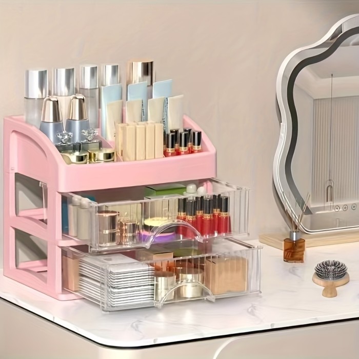 Makeup Organizer For Vanity, Large Countertop Organizer With Drawers, Cosmetics Storage For Skin Care, Brushes, Eyeshadow, Lotions, Lipstick, Nail Polish, Great For Dresser, Bathroom, Bedroom
