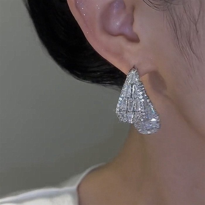 1 Pair Elegant Zircon Drop Earrings Classic French Style Water Drop Dangle Earrings Trendy Jewelry For Women Girls