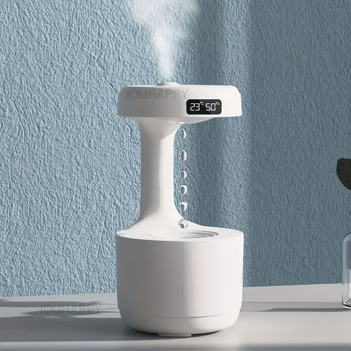 Multi-functional Anti-Gravity Humidifier with Clock, Night Light, and Ornament - Enhance Your Home's Atmosphere and Health