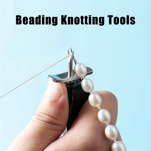 1pc Black Beading Knotting Tool With 1 Card #6 White Silk Cord For DIY Stringing Pearl Jewelry Making Portable Handy Beading Tool Sewing Tool Home Essentials