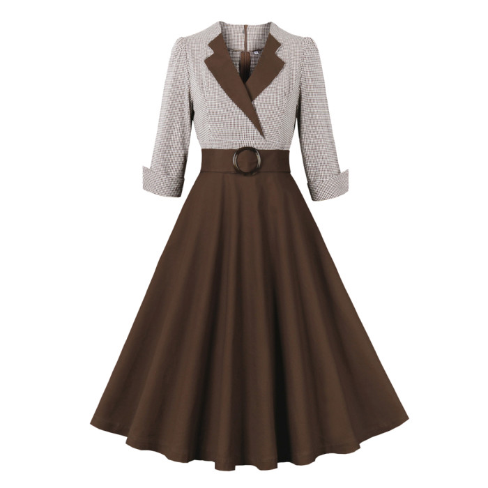 Plaid and Black Elegant Rockabilly Cotton Vintage Dress