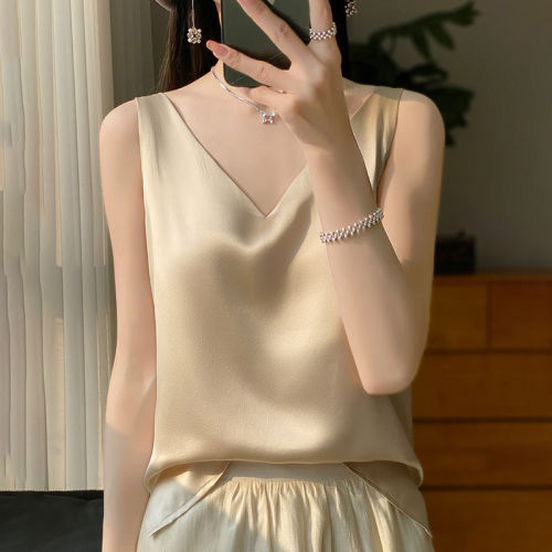 Loose Women's Vest Solid Color V-Neck Camis Women Off-the-shoulder Sleeveless Tanks
