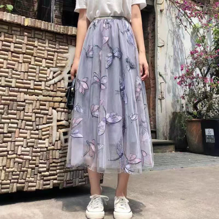 Women's Elegant Retro Tulle High Waist Fashion Harajuku Casual Skirts