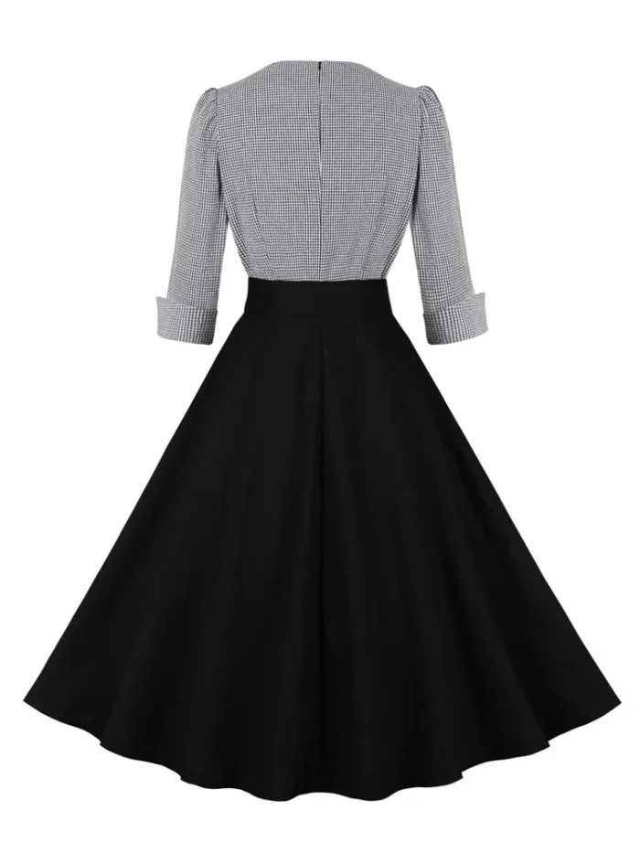 Plaid and Black Elegant Rockabilly Cotton Vintage Dress