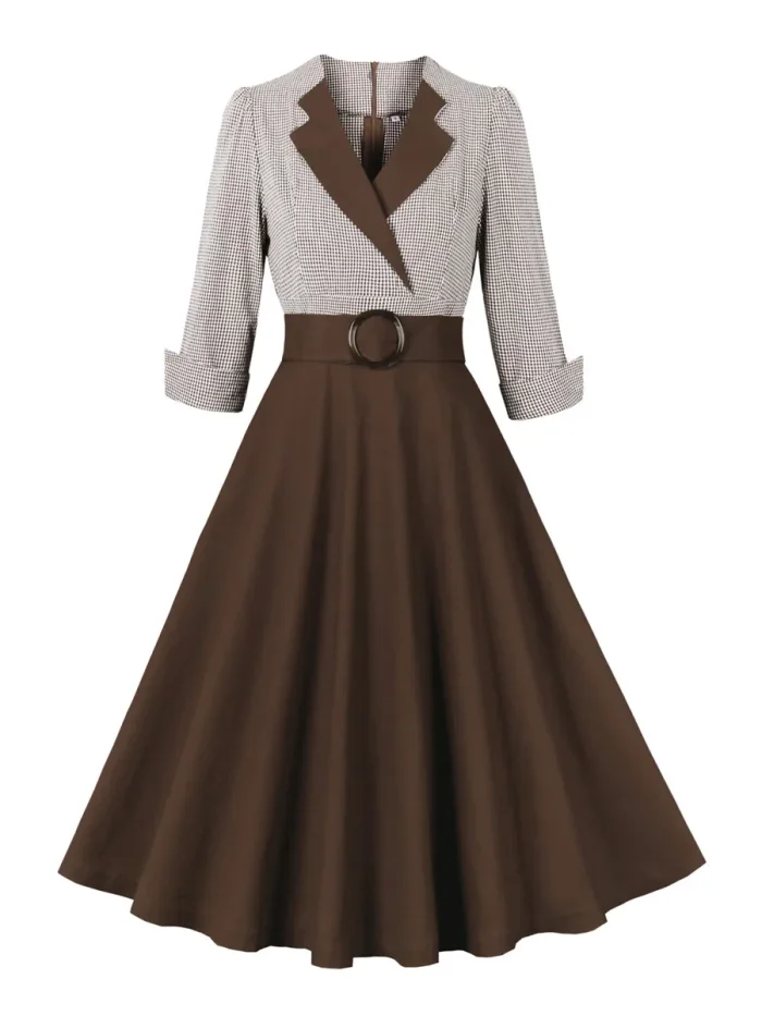 Plaid and Black Elegant Rockabilly Cotton Vintage Dress
