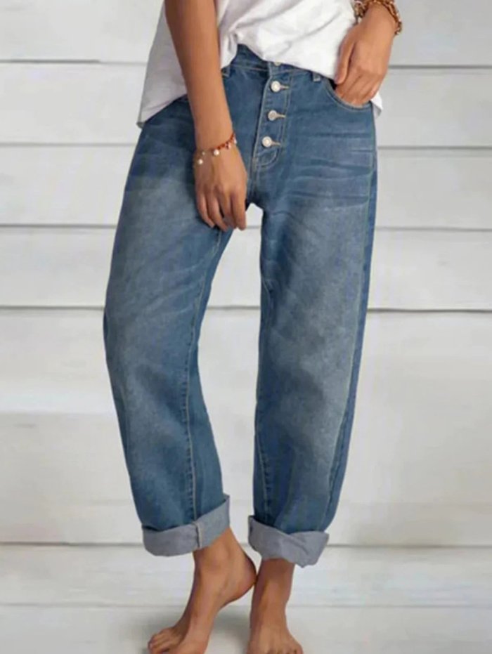 Loose Casual Denim Straight Leg Pants Jeans