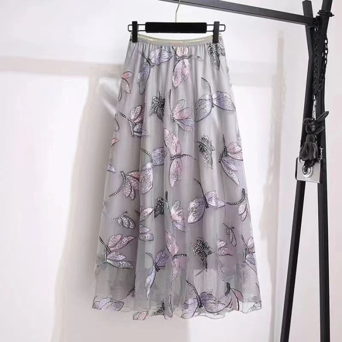 Women's Elegant Retro Tulle High Waist Fashion Harajuku Casual Skirts
