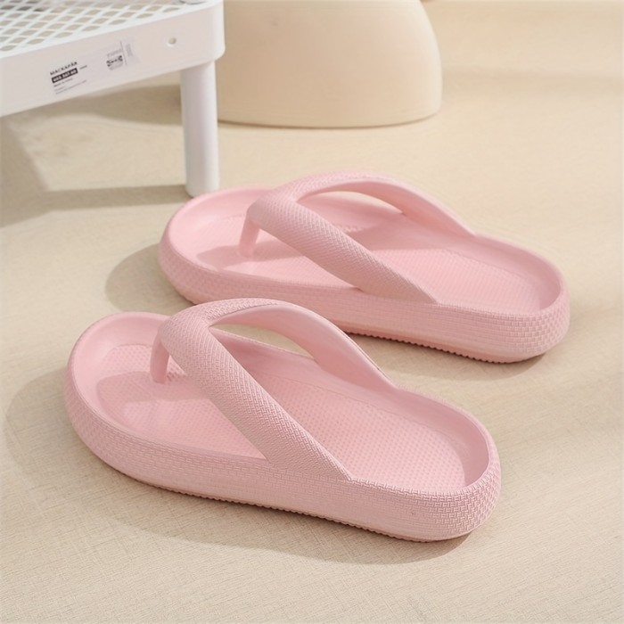 Women's Pillow Flip Flops, Solid Color Soft Sole Wear-resistant Non Slip Slide Shoes, Indoor & Outdoor Slides for Koningsdag\u002FKing's Day
