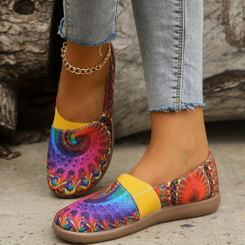 Women's Colorful Flat Shoes, Casual Slip On Closed Toe Shoes, Lightweight & Comfortable Shoes