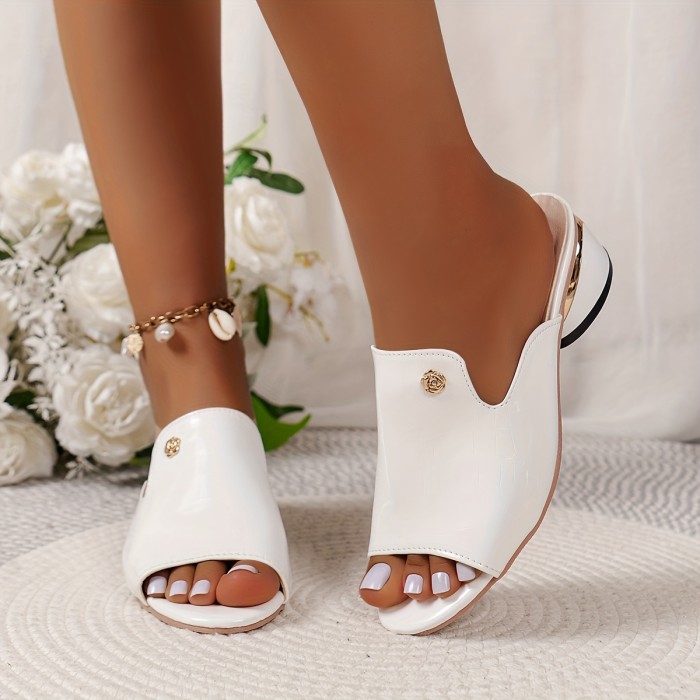 Women's Crocodile Pattern Chunky Heel Sandals, Fashion Open Toe Dress Pumps, Stylish Slip On Heels