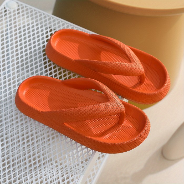Women's Pillow Flip Flops, Solid Color Soft Sole Wear-resistant Non Slip Slide Shoes, Indoor & Outdoor Slides for Koningsdag\u002FKing's Day