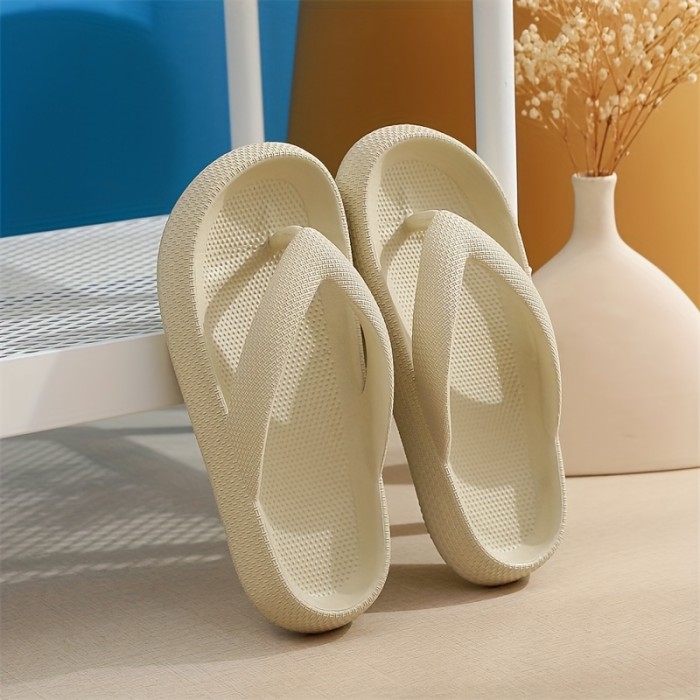 Women's Pillow Flip Flops, Solid Color Soft Sole Wear-resistant Non Slip Slide Shoes, Indoor & Outdoor Slides for Koningsdag\u002FKing's Day