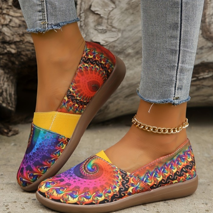 Women's Colorful Flat Shoes, Casual Slip On Closed Toe Shoes, Lightweight & Comfortable Shoes