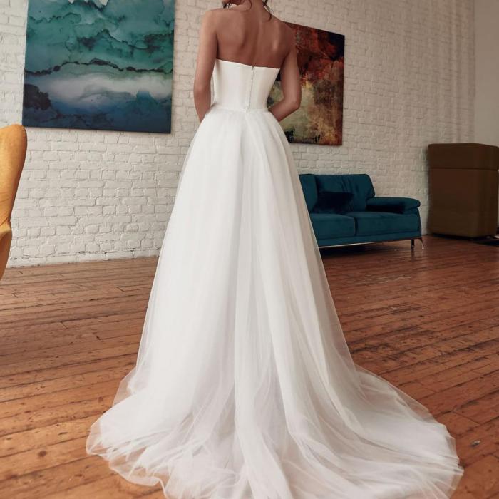 Fashion White Tulle Strapless Backless Elegant Sexy Party Jumpsuit