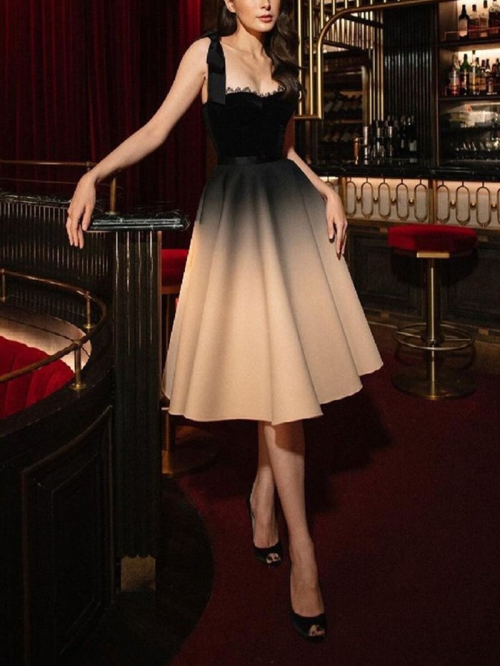 Fashionable Gradient Swing Sexy Elegant Trailing Banquet Evening Dress