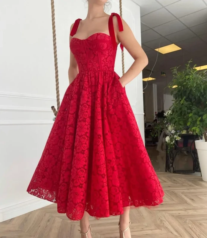Sexy Lace-up Lace Backless Waist Chest Cotton Dress Elegant Party Dresses