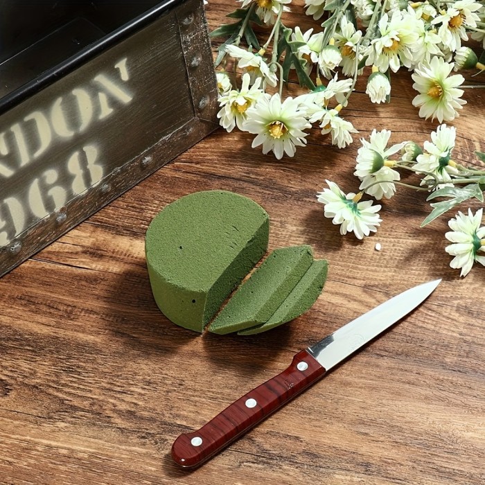 8pcs Flower Foam, Green Foam Block, Suitable For Artificial Flowers, Round Dry And Wet Foam Brick, Flower Shop Foam For Flower Arrangement