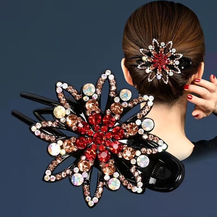 Rhinestone Hairpin Flower Leaf Butterfly Duckbill Vintage Hair Clips Accessories For Women Shinning Ponytail Headwear