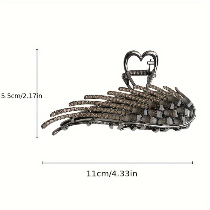 1pc, Elegant Large Hair Claw Clip, Angel Wing Design Rhinestone Shiny Hair Clip, Women Girls Daily Party Outdoor Decors, Versatile Zinc Alloy Hair Accessories, Ideal Choice For Gifts
