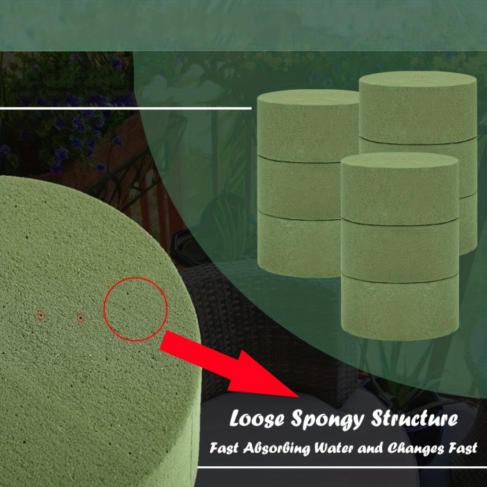 8pcs Flower Foam, Green Foam Block, Suitable For Artificial Flowers, Round Dry And Wet Foam Brick, Flower Shop Foam For Flower Arrangement