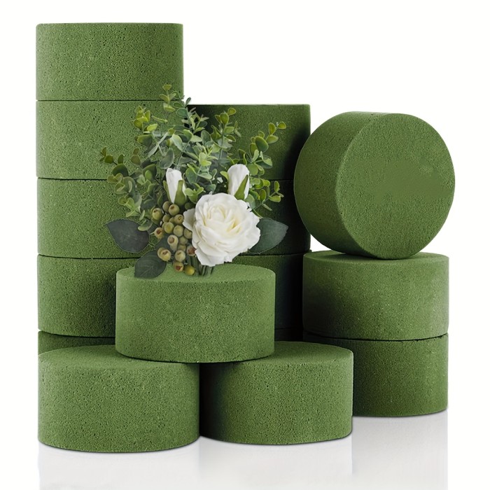 8pcs Flower Foam, Green Foam Block, Suitable For Artificial Flowers, Round Dry And Wet Foam Brick, Flower Shop Foam For Flower Arrangement