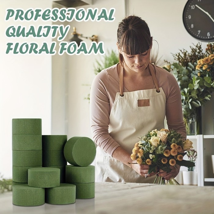 8pcs Flower Foam, Green Foam Block, Suitable For Artificial Flowers, Round Dry And Wet Foam Brick, Flower Shop Foam For Flower Arrangement