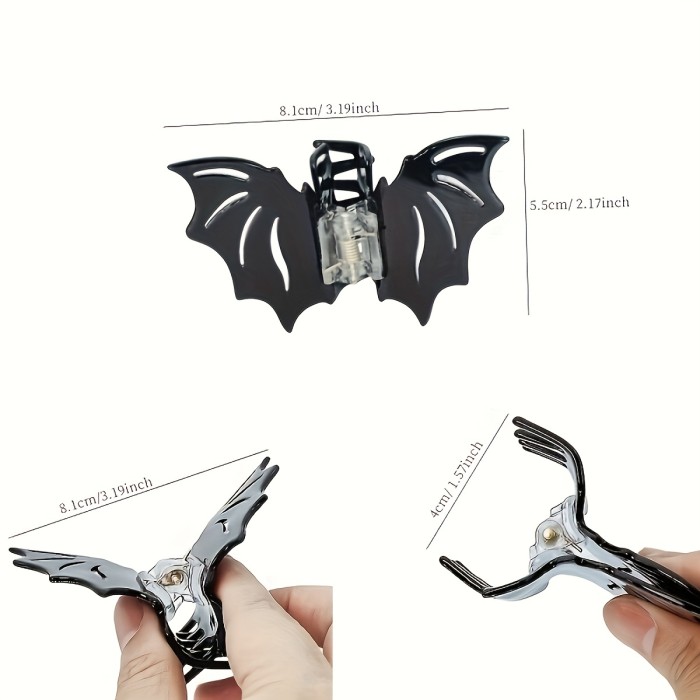 2pcs\u002FSet Halloween Bat Shaped Hair Clips Acetate Animal Hair Pins Ponytail Holder Halloween Party Cosplay Bangs Clips For Women