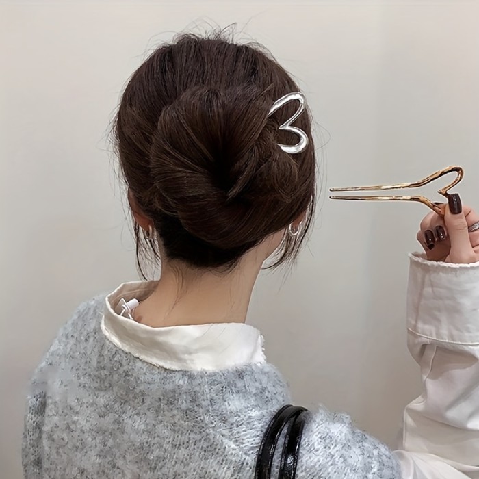 Heart Hair Pin U-shaped Hairpin Simple Vintage Hairpin Hair Styling Tool Hair Accessories For Women