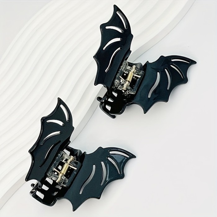 2pcs\u002FSet Halloween Bat Shaped Hair Clips Acetate Animal Hair Pins Ponytail Holder Halloween Party Cosplay Bangs Clips For Women