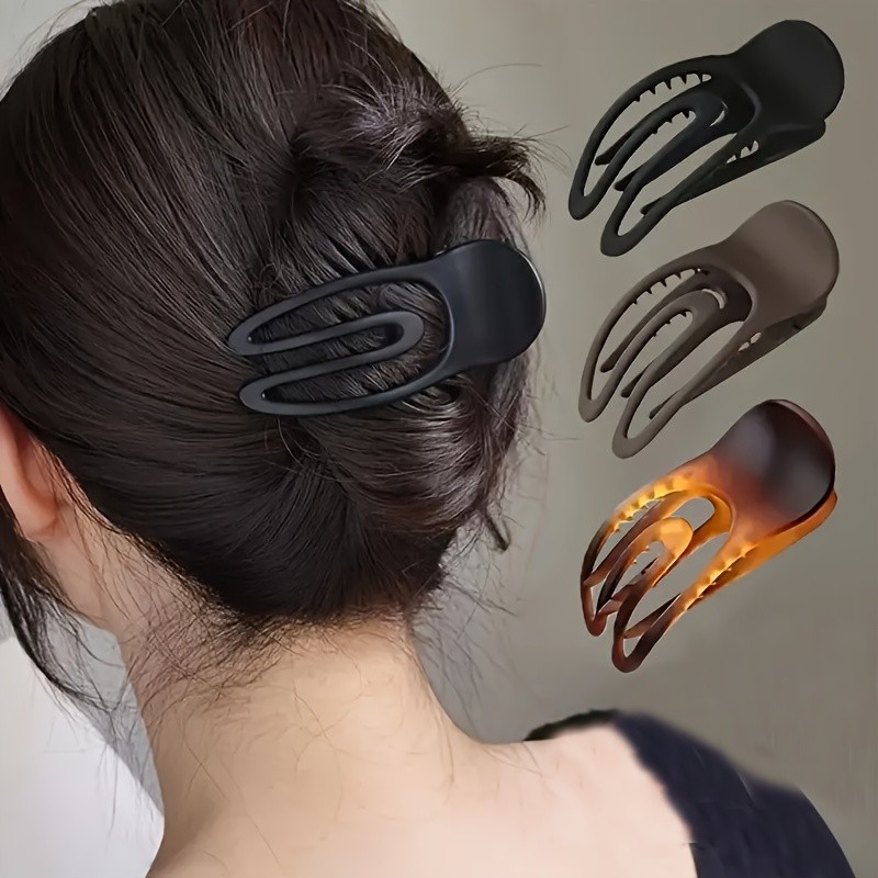 1\u002F2\u002F3\u002F6\u002F9pcs Elegant Large Matte Hair Claw Clips, Assorted Colors Non-slip Duckbill Barrettes, French Style Accessories For Women's Updo Hairstyles