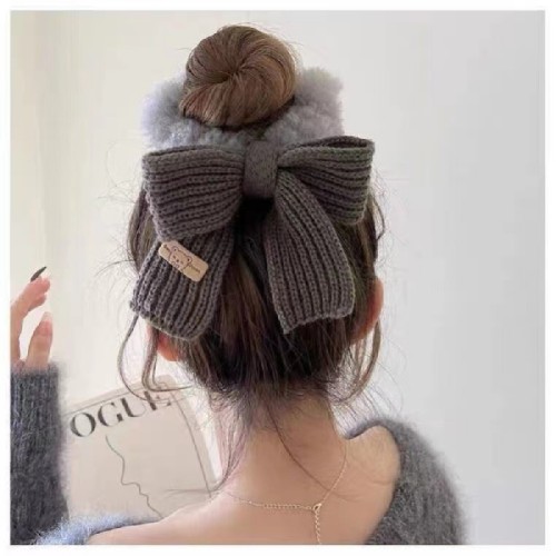 Hair Tie Bow Plush Hair Ring Elastic Hair Band Soft Elastic Ponytail Holders for Thick Hair Curly Hair Long Fine Hair, for Women Party Outing Daily Collocation