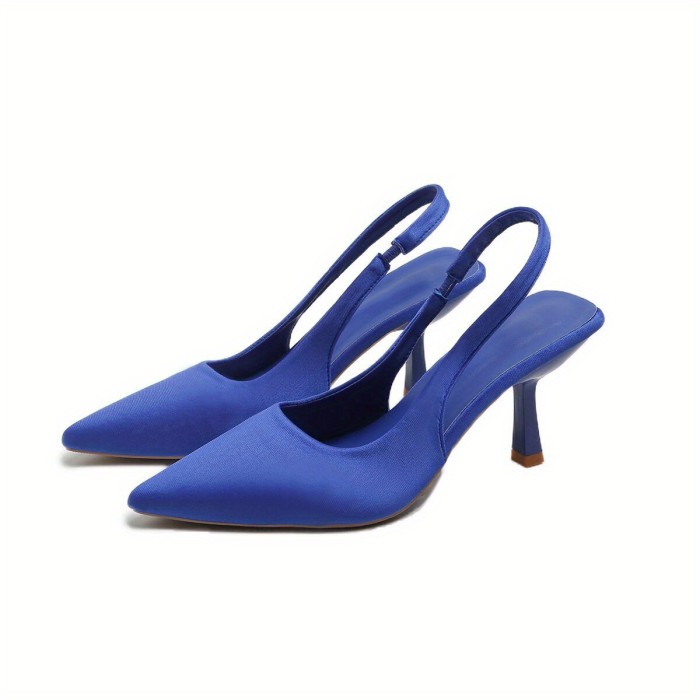 Women's Slingback High Heels, Solid Color Pointed Toe Slip On Stiletto Heels, Versatile Dress Sandals