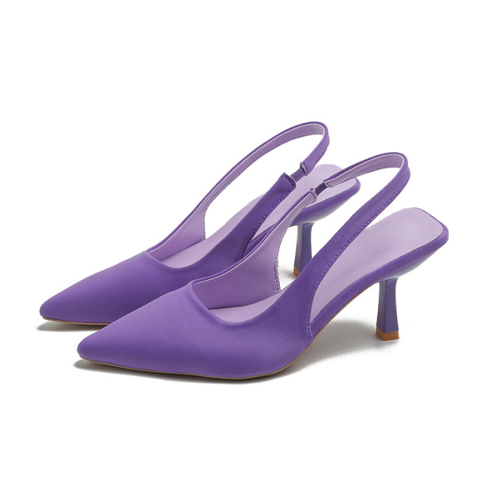 Women's Slingback High Heels, Solid Color Pointed Toe Slip On Stiletto Heels, Versatile Dress Sandals