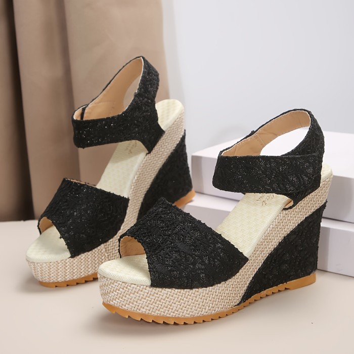 Women's Peep Toe Wedge Sandals, Casual Elegant Slingback Platform Heels, All-Match Going Out Sandals for Holiday